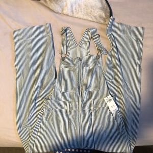 Brand new Abercrombie stripped overalls